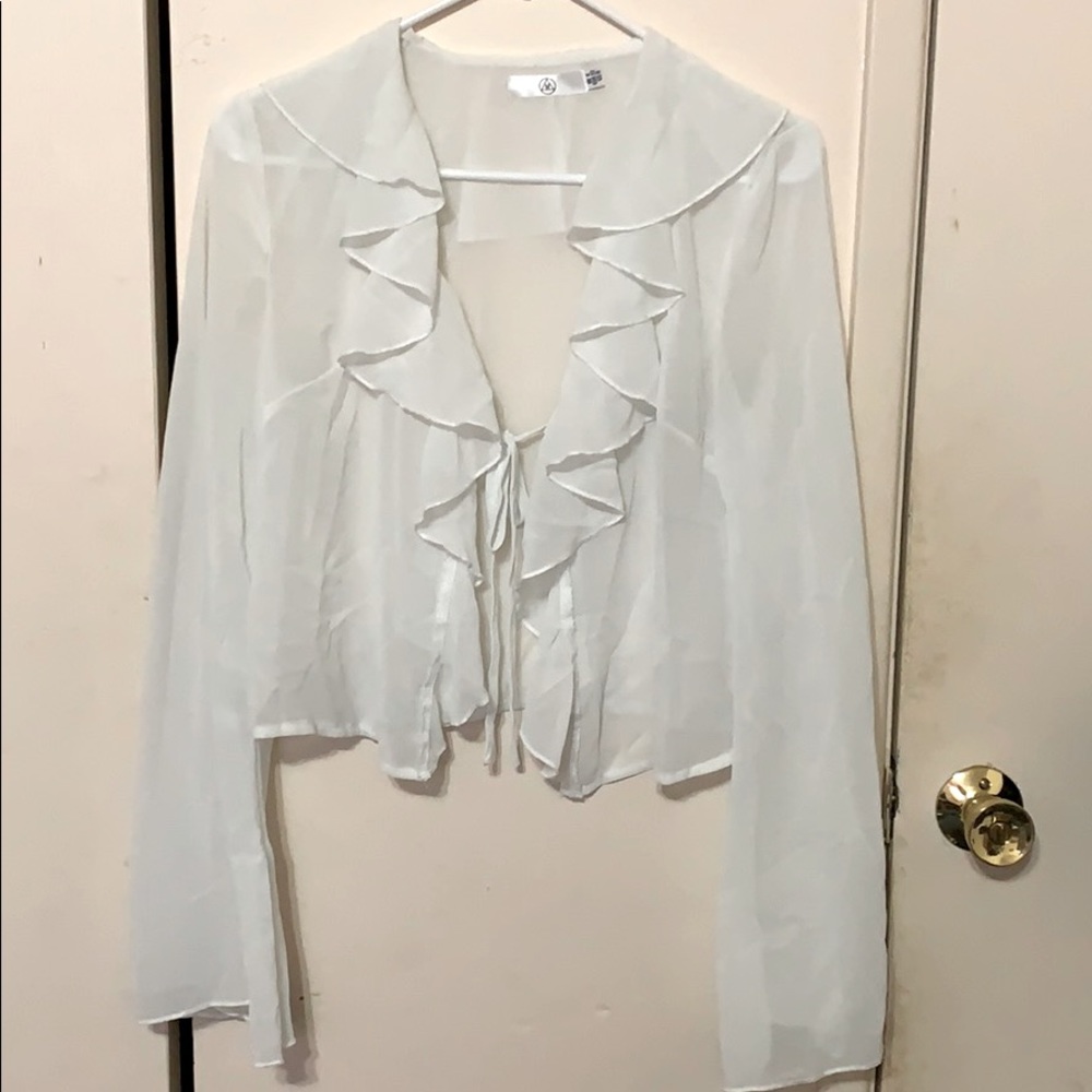 Missguided White Tie Front Chiffon Blouse size US0